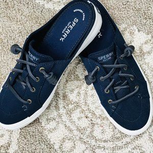 NWOT Sperry Topsider Women's Canvas Navy Slide on Sneakers Size 8